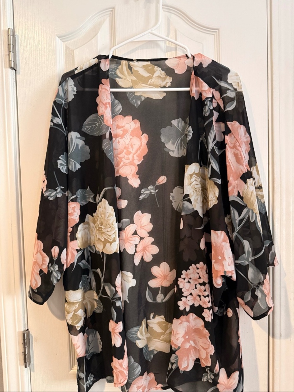 Floral Print Sheer Kimono Cardigan